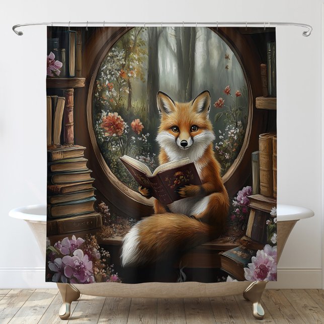 Rideaux De Douche Lecteur de livre Whimsical Lover Lecture Fox (Créateur téléchargé)