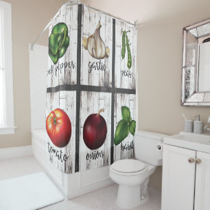 Rideaux De Douche Légumes & Herbes Ferme Rustique Moderne