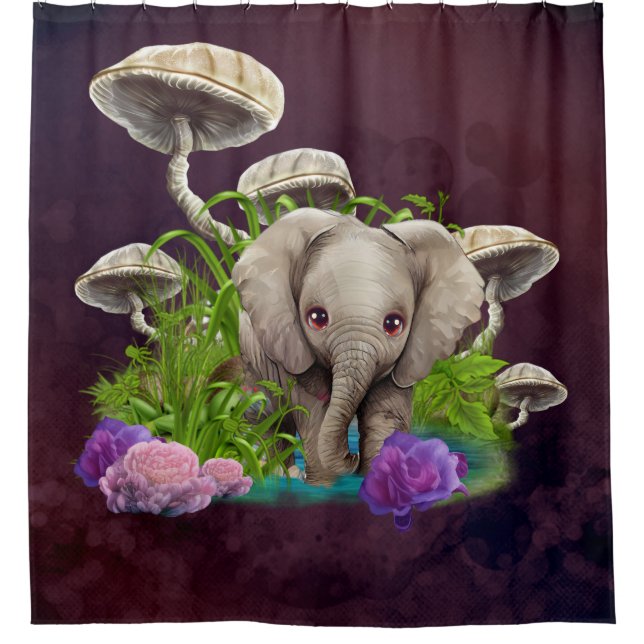 Rideaux De Douche L'éléphant de bébé le plus mou (Devant)