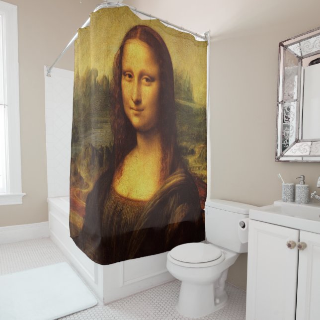 Rideaux De Douche Leonardo Da Vinci Mona Lisa Peinture d'Art (En situation)