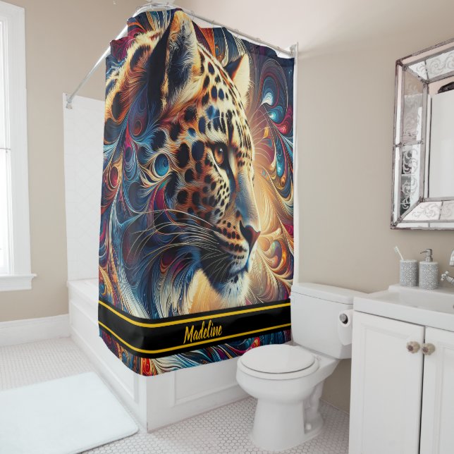 Rideaux De Douche Leopard Joy : Swirling Jungle Majesty (En situation)