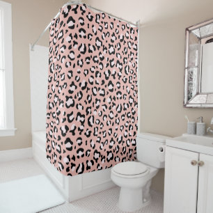 Rideaux De Douche Léopard Print, Léopard Spots, Rose Léopard