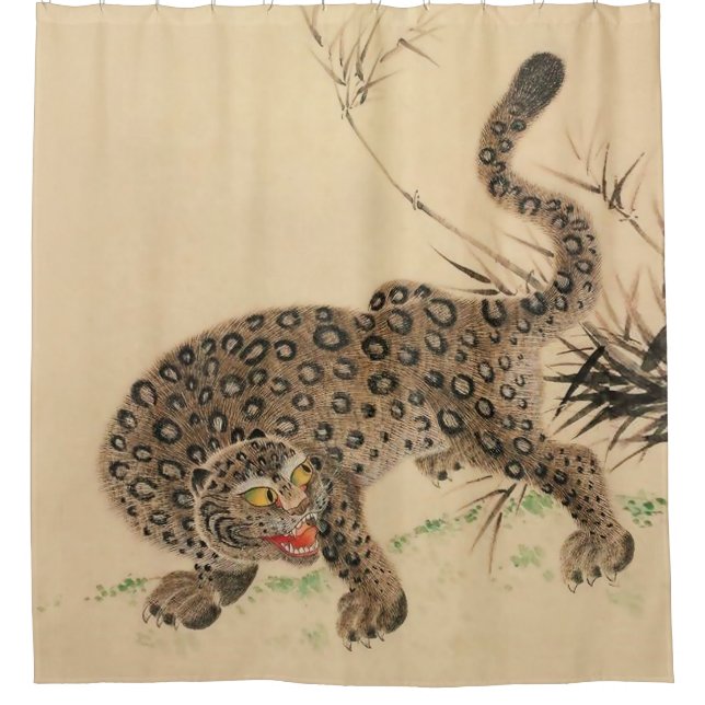 Rideaux De Douche Léopard tacheté vintage japonais (Devant)