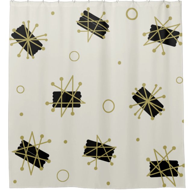 Rideaux De Douche L'ère atomique brosse Spoutnik Starbursts (Devant)
