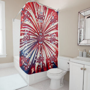 Rideaux De Douche Les 250 ans d'Amérique 1776-2026 Feux d'artifice R