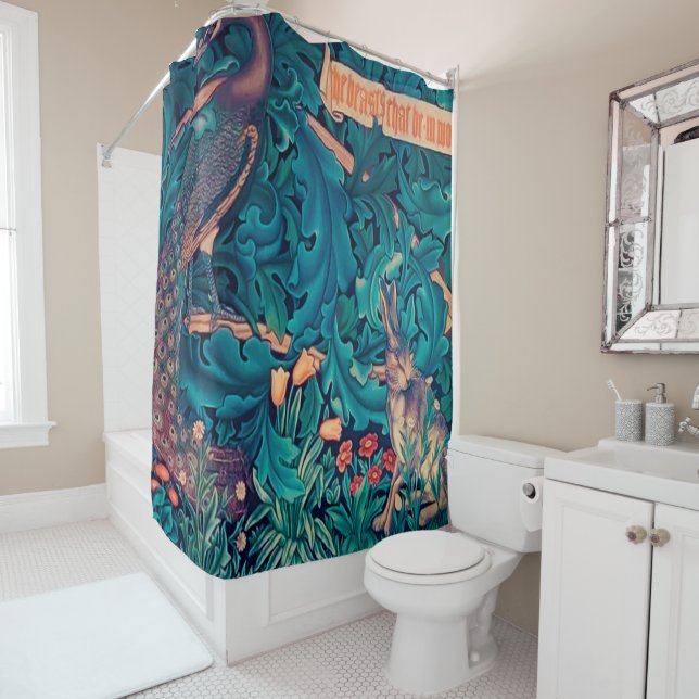 Rideaux De Douche Les animaux dans la forêt, William Morris (En situation)