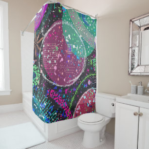 Rideaux De Douche Les Anneaux de Saturne : Art abstrait maximaliste 