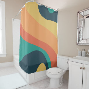 Rideaux De Douche les années 70 rétro Super Motif Turquoise, orange,