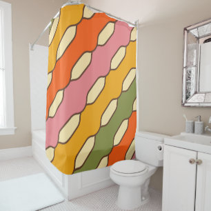Rideaux De Douche les années 70 Super rétro Motif coloré