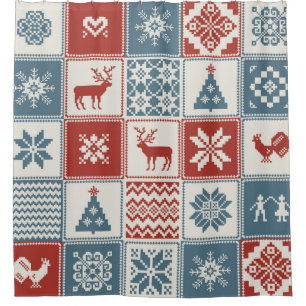 Rideaux De Douche Les Christmas sont patchwork. Traditionnel 