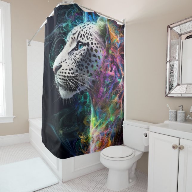 Rideaux De Douche Les couleurs du Léopard majestueux (En situation)