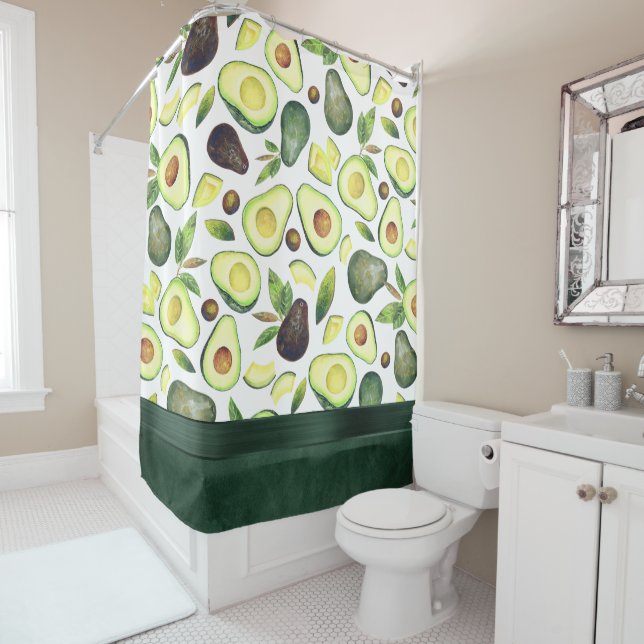 Rideaux De Douche Les fleurs d'Avocado | Motif de fruits rustiques v (En situation)