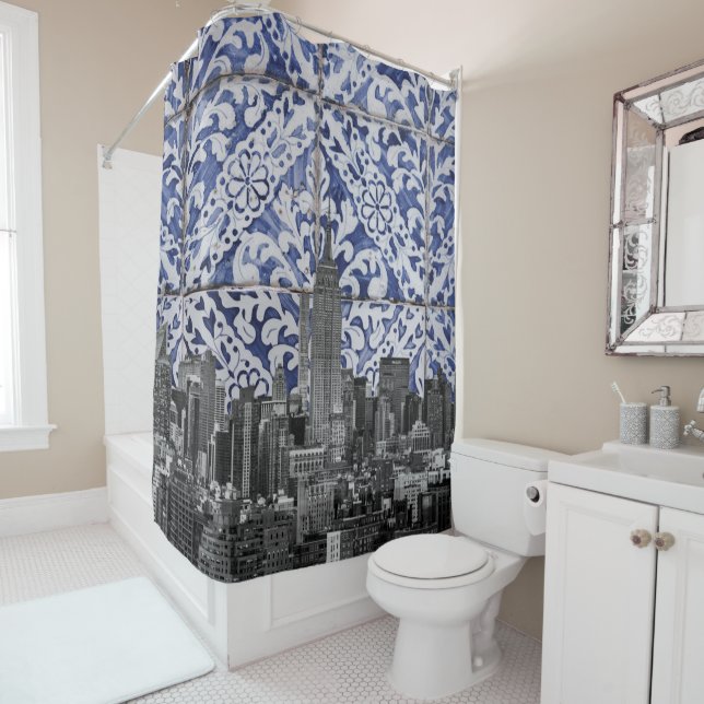 Rideaux De Douche Les gratte-ciels de New York rencontrent les carre (En situation)