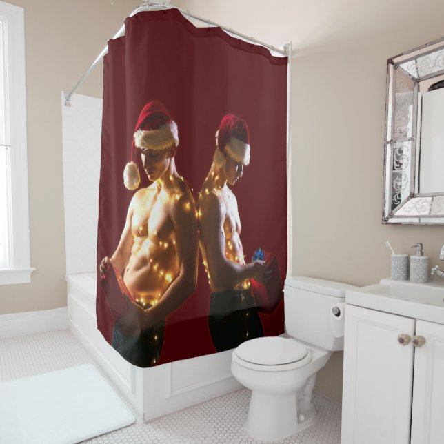 Rideaux De Douche Les hommes torse nu de SlipperyJoe, Noël (En situation)