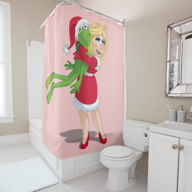 Rideaux De Douche Les Muppets| Kermit et Miss Piggy Christmas (En situation)