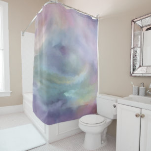 Rideaux De Douche Les Pastels Whimsical   Dreamy Muted Rainbow Mottl