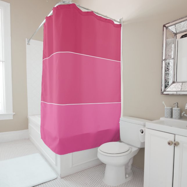 Rideaux De Douche Les tons roses des rayures hawaiiennes (En situation)