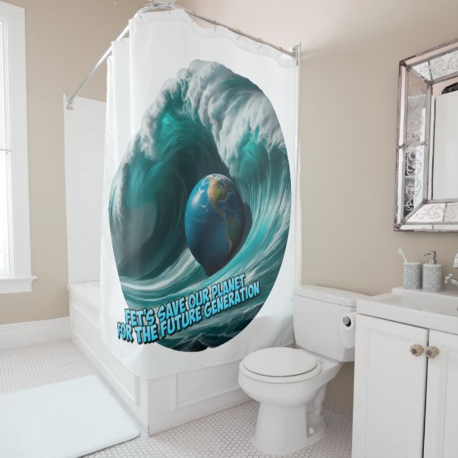 Rideaux De Douche let's save our planet for the future generation (En situation)