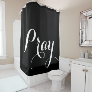 Rideaux De Douche lettrage de script PRAY élégant