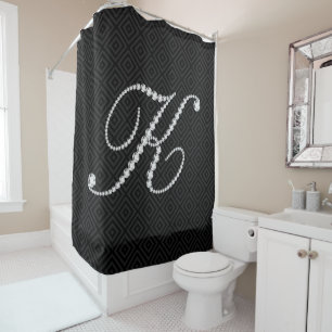 Rideaux De Douche LETTRE CHAMPIONNAT NOIR ET BLANC K MONogramme