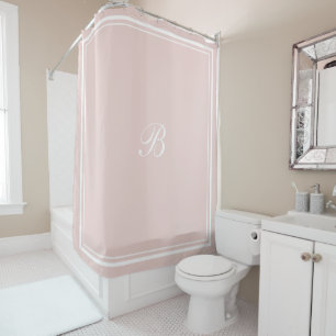 Rideaux De Douche Lettre de monogramme de script à bordure rose clas