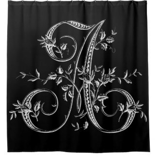 Rideaux De Douche LETTRE MONOGRAPHIQUE BLANCHE A ROSEBOU Vintage