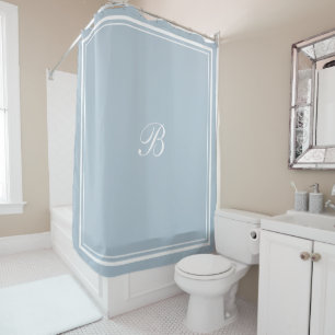 Rideaux De Douche LETTRE MONOGRAPHIQUE STYLE Bleu Classique
