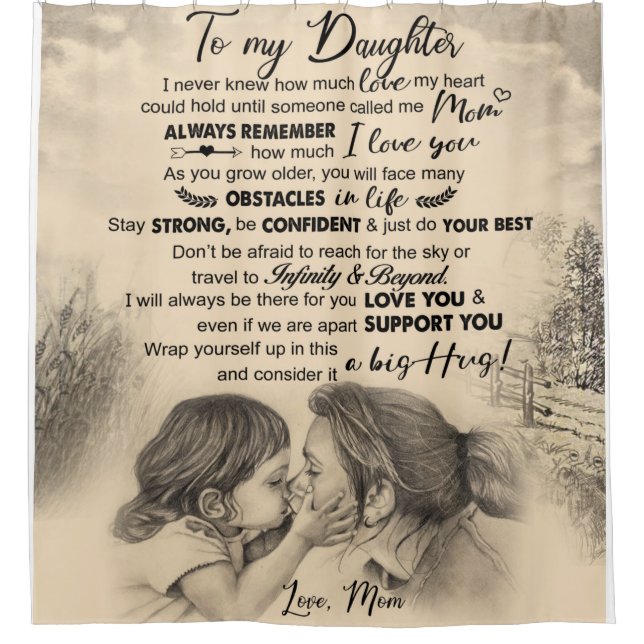 Rideaux De Douche Lettre personnalisée à ma fille de maman (Devant)
