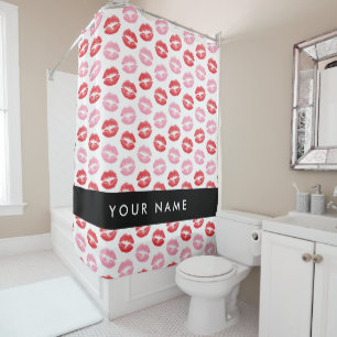 Rideaux De Douche Lèvres Rouges, Lèvres Roses, Baiser, Votre Nom, Pe