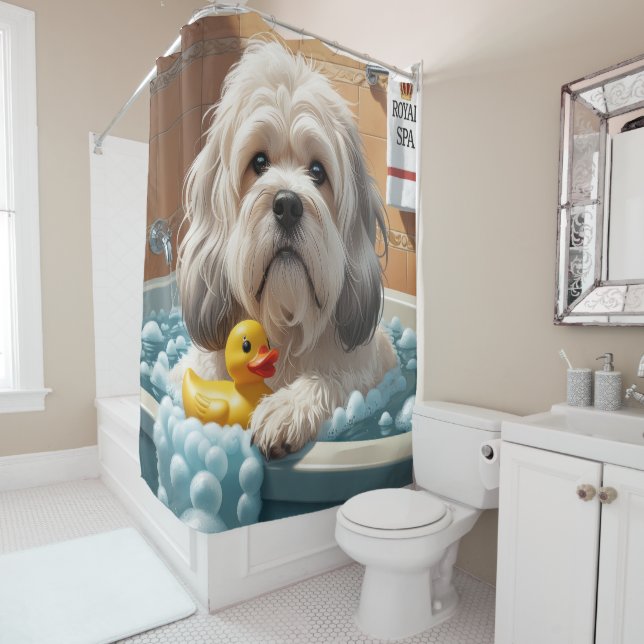 Rideaux De Douche Lhasa Apso Sloppy Sleepy Cute Funny (En situation)