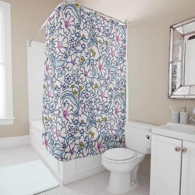 Rideaux De Douche L'histoire d'une fleur en pleine floraison (En situation)