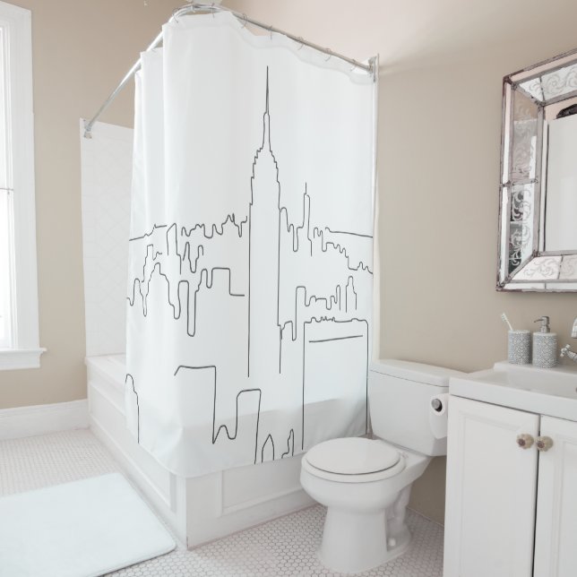 Rideaux De Douche Ligne minimale de New York (En situation)