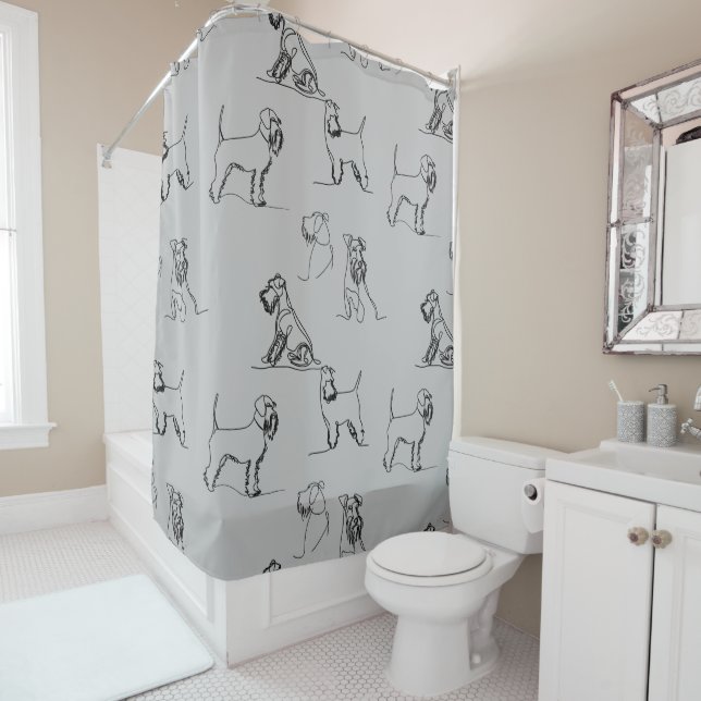 Rideaux De Douche Ligne Schnauzer miniature Gris Art 1-5 (En situation)