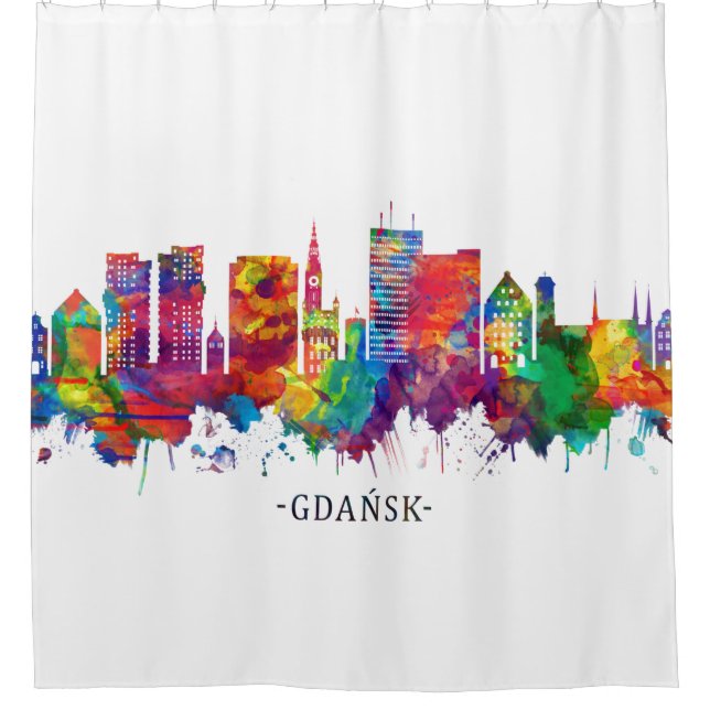 Rideaux De Douche Ligne Skyline de Gdansk Pologne (Devant)