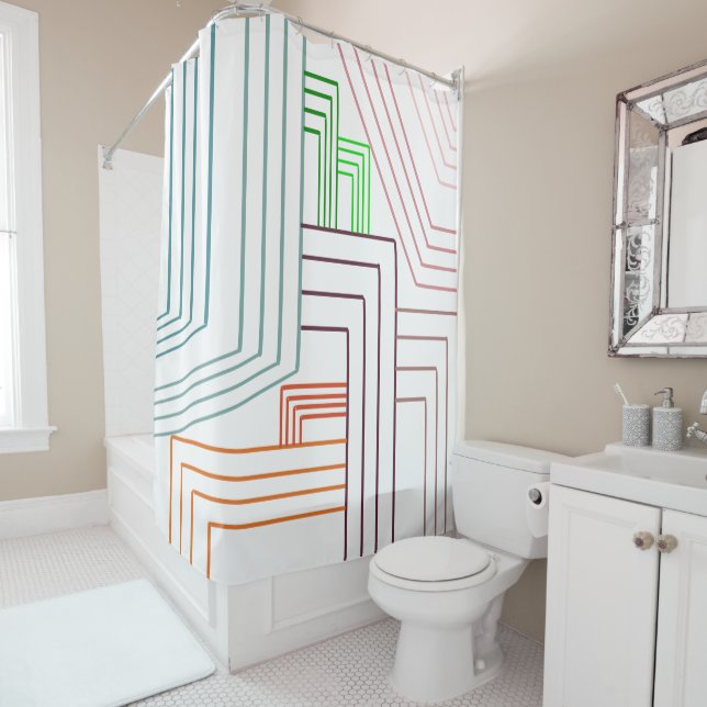 Rideaux De Douche Lignes Art Déco (En situation)