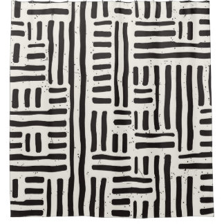 Rideaux De Douche Lignes dessinées à la main, texture grossière et t