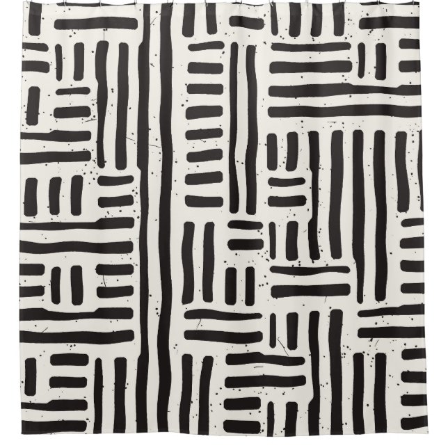 Rideaux De Douche Lignes dessinées à la main, texture grossière et t (Devant)