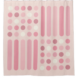 Rideaux De Douche Lignes du milieu du siècle Cercles Vanille rose