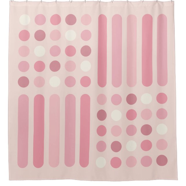 Rideaux De Douche Lignes du milieu du siècle Cercles Vanille rose (Devant)