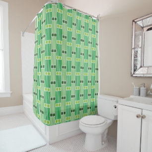 Rideaux De Douche Lignes et boîtes vertes