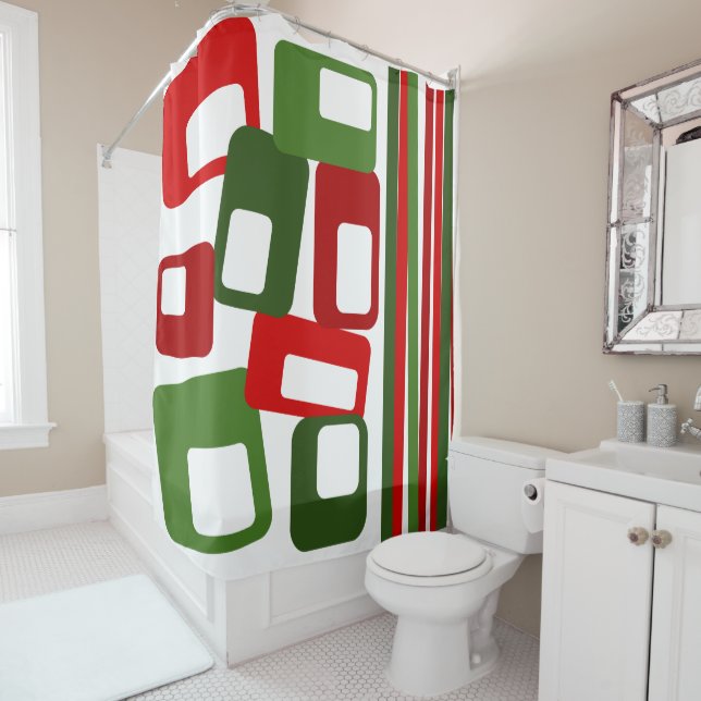 Rideaux De Douche Lignes et rectangles (En situation)