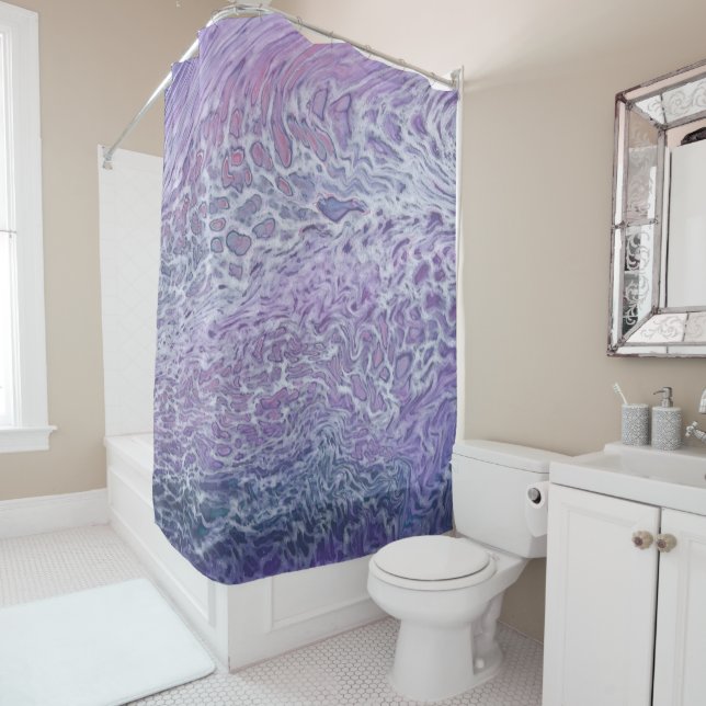 Rideaux De Douche Lilac Acrylique Pourrissant L'Art Fluide Abstrait (En situation)