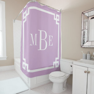 Rideaux De Douche Lilac Purple Grec Key Monogramme de bordure