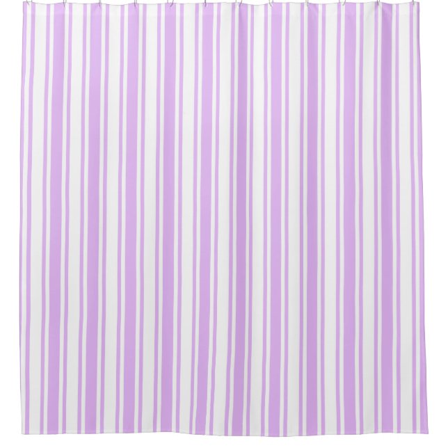 Rideaux De Douche Lilac violet et blanc bonbons rayures (Devant)