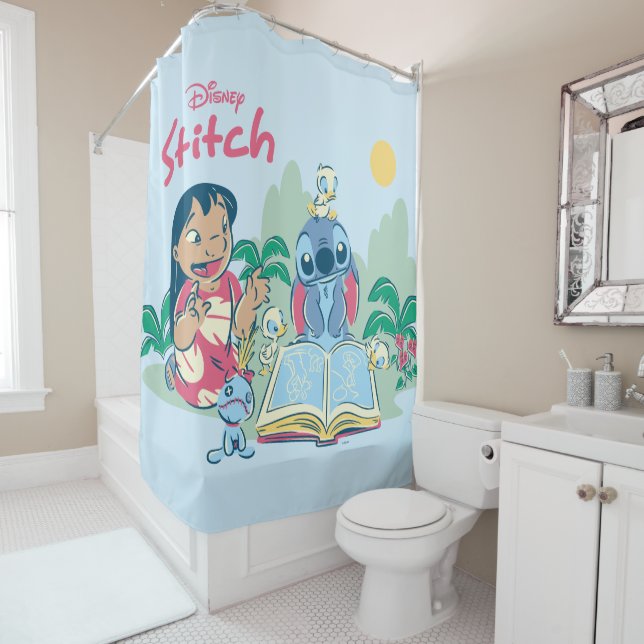Rideaux De Douche Lilo et Stitch| Lire le vilain canard (En situation)