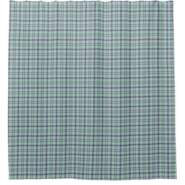 Rideaux De Douche Lime Green Purple Plaid Shower Curtain (Devant)