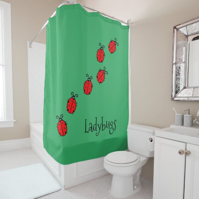 Rideaux De Douche Line of Ladybugs Shower Curtain (En situation)