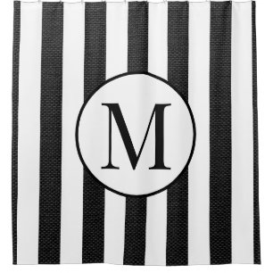Rideaux De Douche Linge noir moderne Grandes Blancs Élégant Monogram