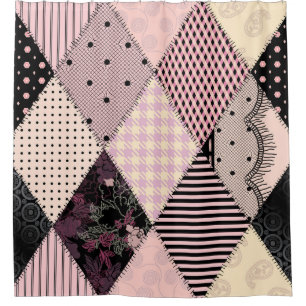 Rideaux De Douche Lingerie Textile : Motif Vintage Patchwork