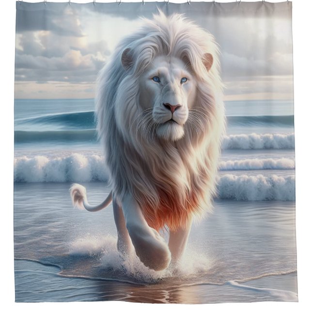Rideaux De Douche Lion blanc (Devant)